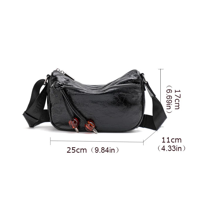 pleated leather crossbody bag, view 8 - MRSLM
