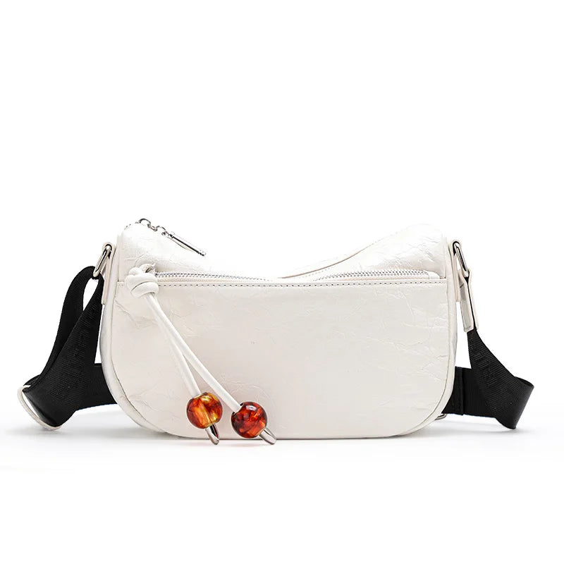 pleated leather crossbody bag, view 2 - MRSLM