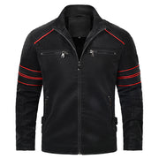 mens stand collar brushed pu leather jacket - MRSLM