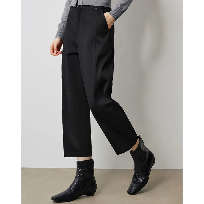 women's ankle-length black casual pants, view 3 - MRSLM