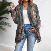 Women's vintage floral print open-front cardigan - MRSLM