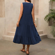 v-neck maxi dress with ruffled hem, view 2 - MRSLM