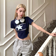 women's retro print cropped t-shirt, view 7 - MRSLM
