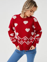 women's loose cozy heart sweater, view 6 - MRSLM