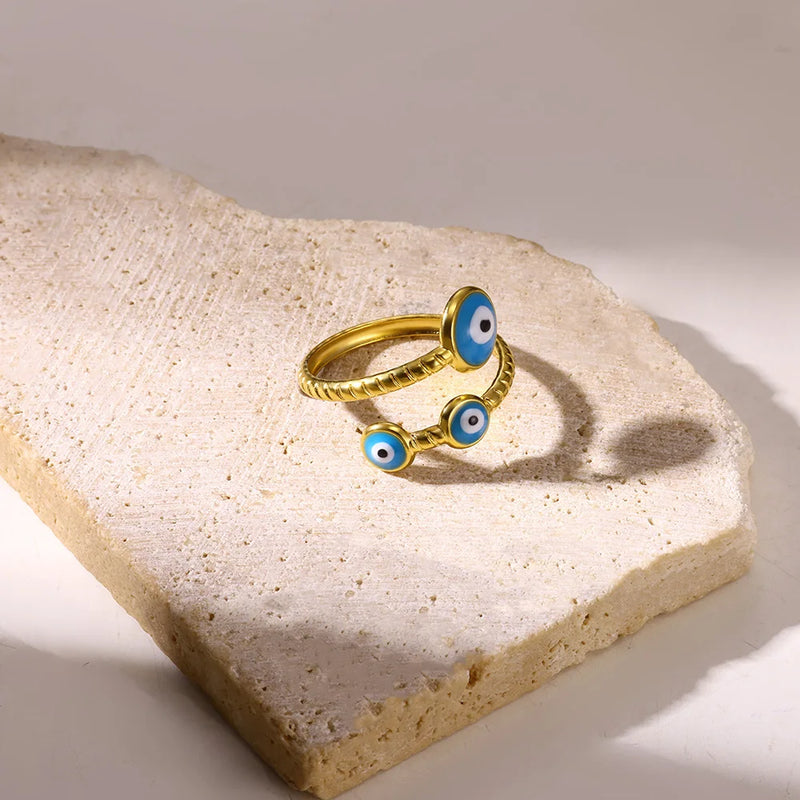 gold evil eye stainless steel ring - MRSLM
