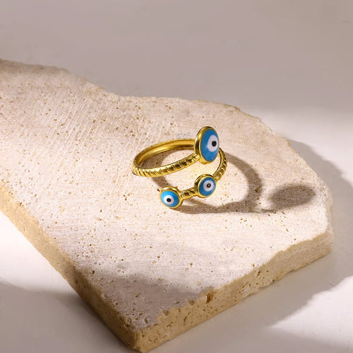 gold evil eye stainless steel ring - MRSLM