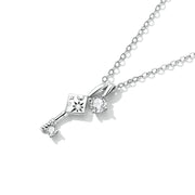 925 silver key lock necklace, view 5 - MRSLM