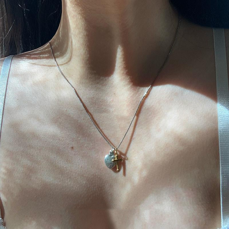 peach heart cross necklace - MRSLM