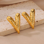 gold heart stud earrings, view 6 - MRSLM