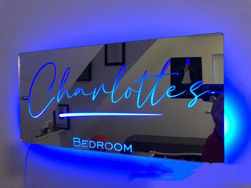 personalized name mirror light, view 2 - MRSLM