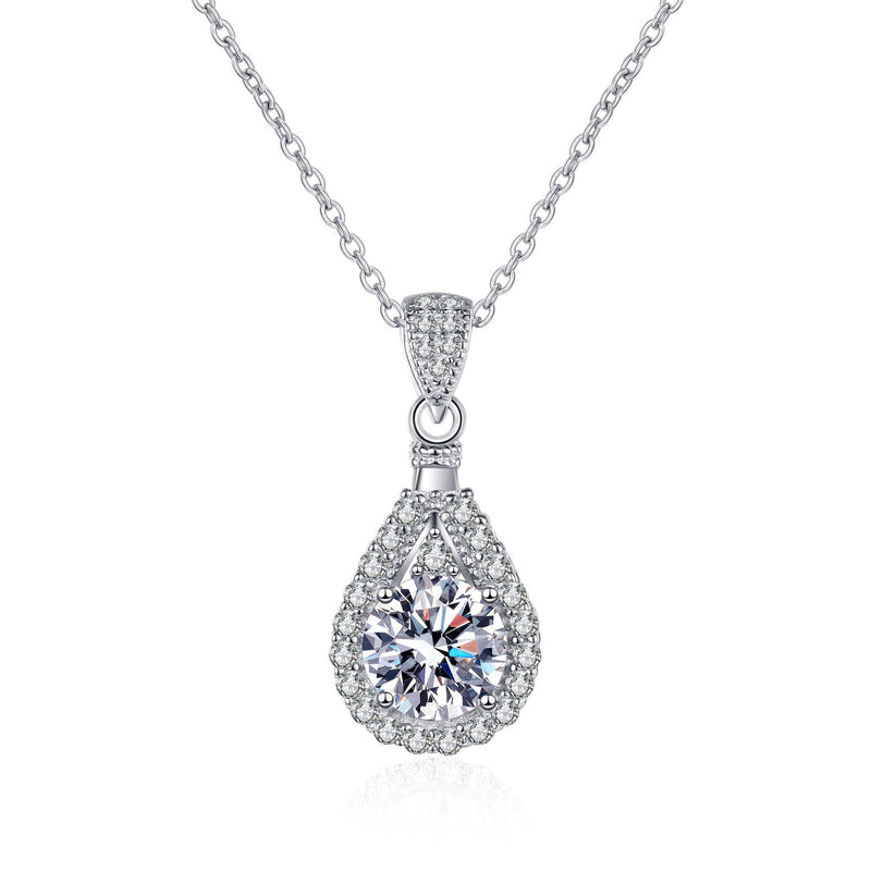 moissanite 925 silver necklace for women, view 6 - MRSLM