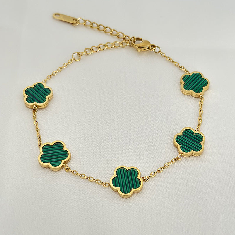 green flower charm bracelet and necklace, view 9 - MRSLM