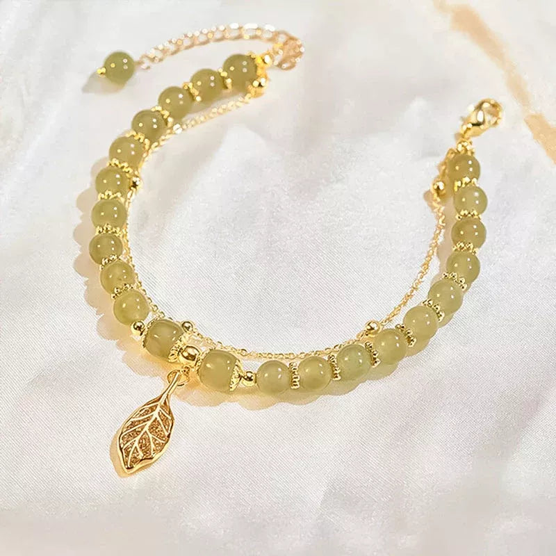green gold leaf bracelet, view 6 - MRSLM