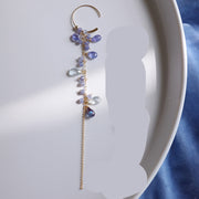 sea blue stone asymmetric drop earrings, view 4 - MRSLM