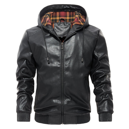 men's hooded PU leather jacket - MRSLM
