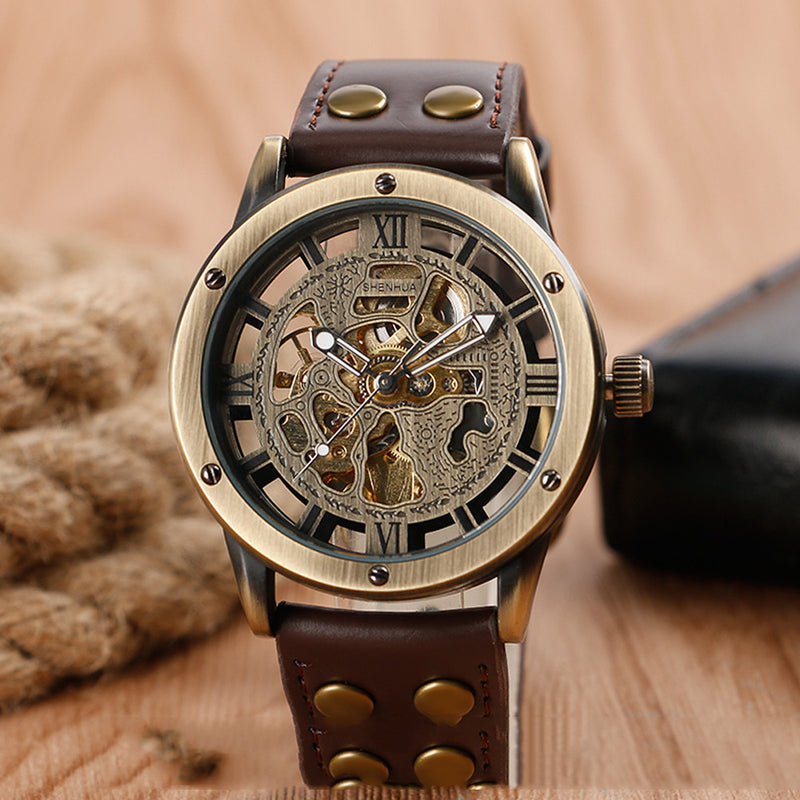 men's hollowed-out retro automatic watch, view 7 - MRSLM