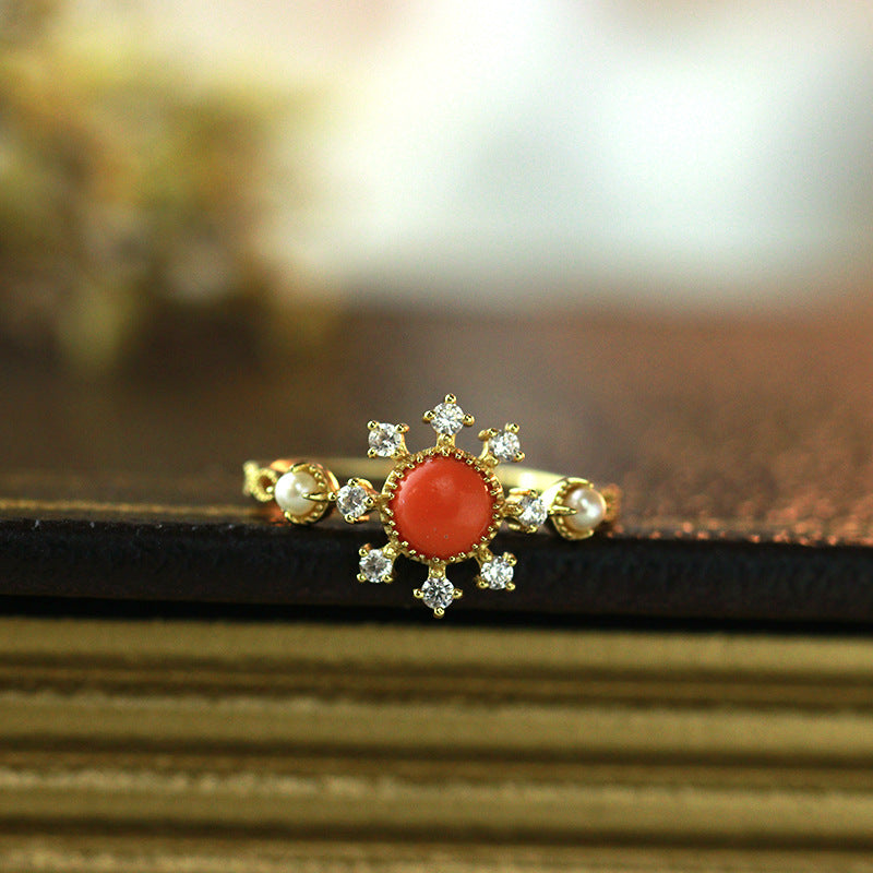 vintage natural pearl resin silver ring, view 5 - MRSLM