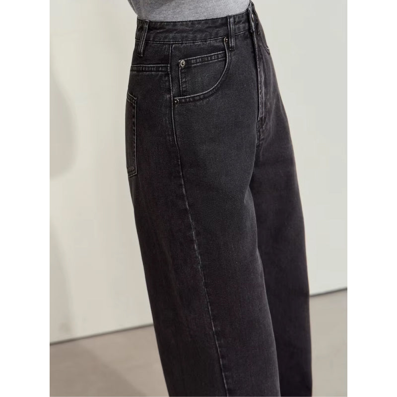 women's wide-leg cotton denim pants, view 6 - MRSLM
