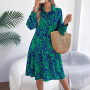 loose leopard-print long-sleeved shirt dress, view 2 - MRSLM