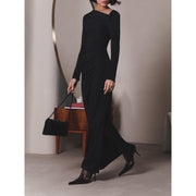 elegant black bodycon dress, view 5 - MRSLM