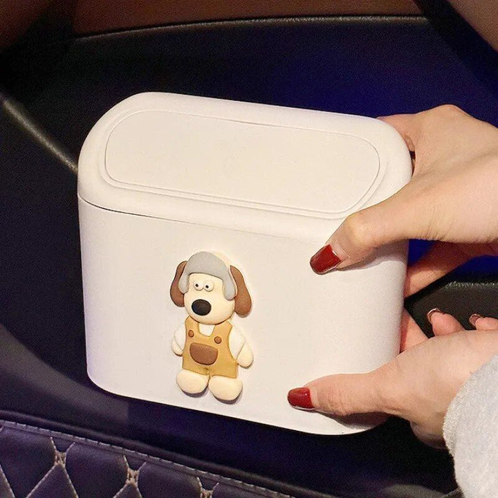Sleek Square Car Trash Bin with Pressing Lid