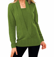 women's knitted deep v-neck long sleeve sweater, view 8 - MRSLM