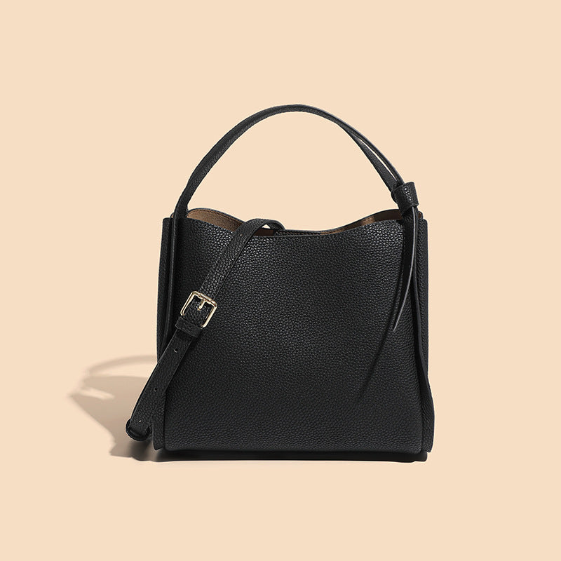 soft leather shoulder bag with scarf, view 3 - MRSLM