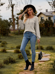 women's brushed sunken stripe button top, view 9 - MRSLM