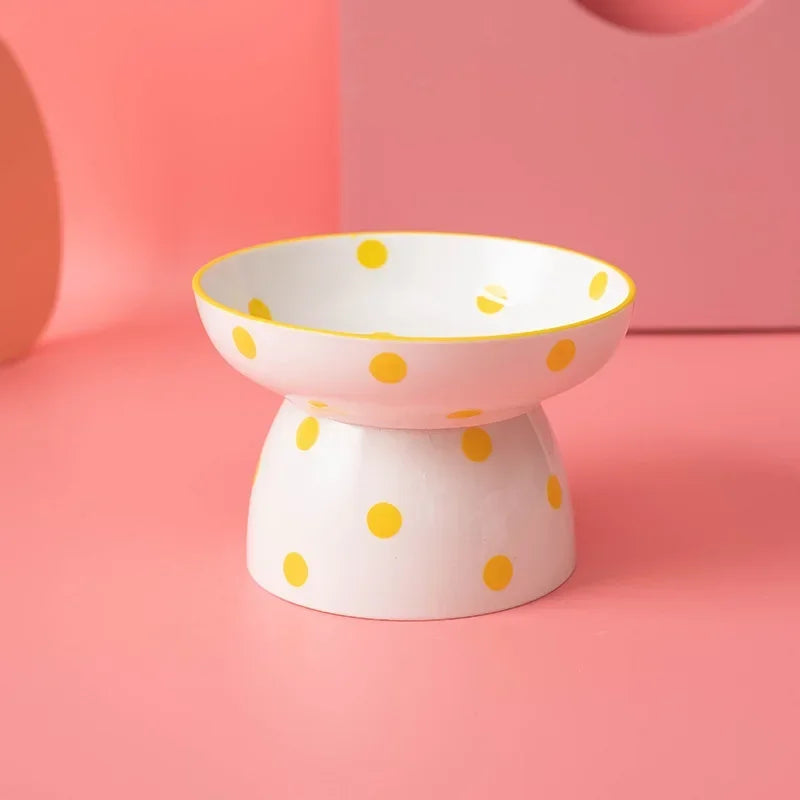 ceramic pet bowl with dots, view 8 - MRSLM