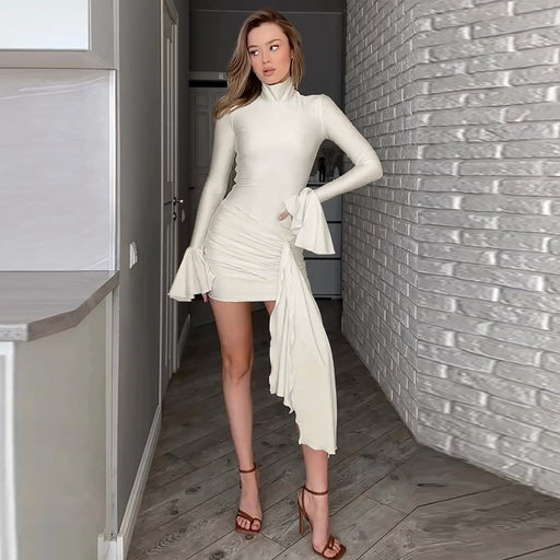 half collar bell sleeve dress - MRSLM