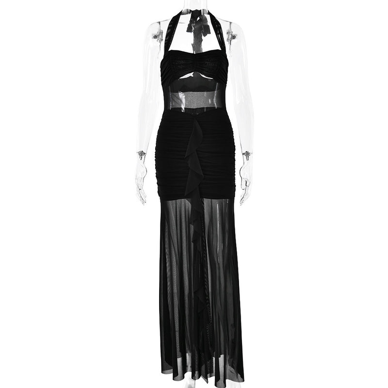 halter pleated dress, view 7 - MRSLM