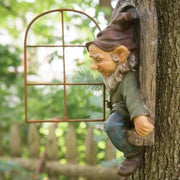Naughty elf tree hugger garden statue, view 4 - MRSLM