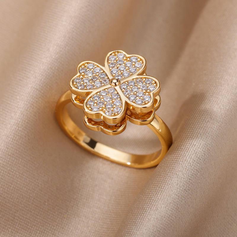 heart and clover adjustable women's ring - MRSLM