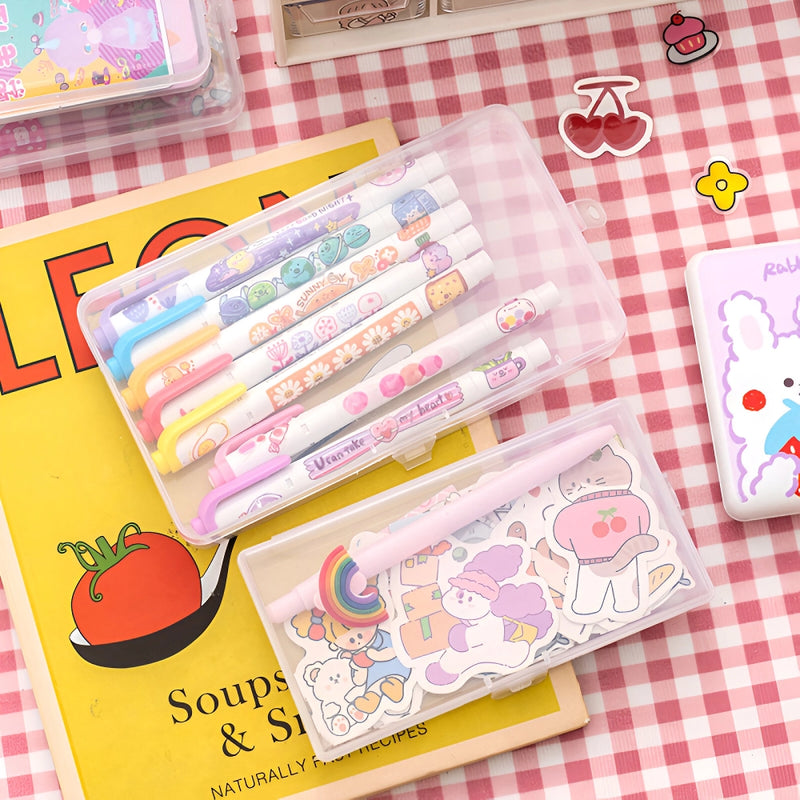 transparent kawaii stationery storage box, view 6 - MRSLM