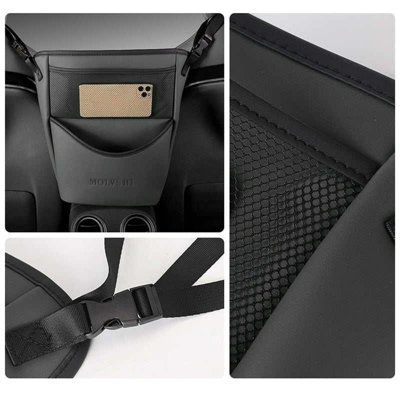 leather car seat organizer with barrier, view 8 - MRSLM