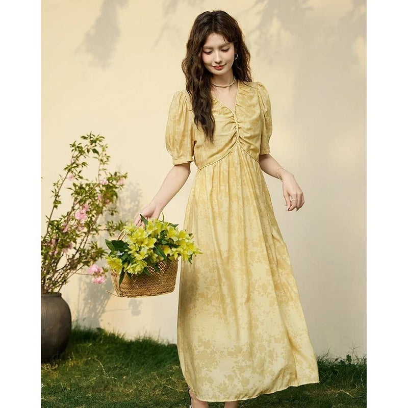 v-neck floral dress, view 5 - MRSLM