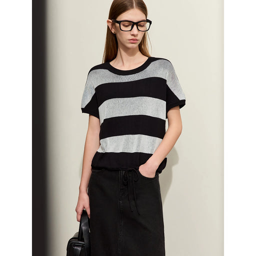 wide striped crewneck jumper, view 2 - MRSLM