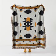 bohemian geometric cotton blanket, view 4 - MRSLM