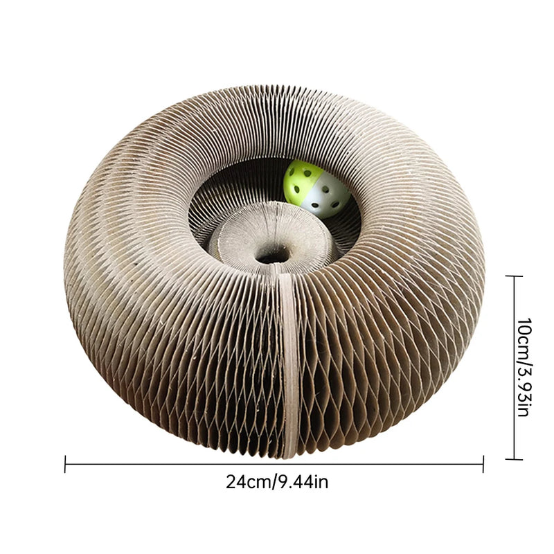 cat scratch board toy with bell, view 7 - MRSLM