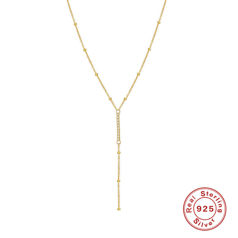 silver collarbone necklace, view 4 - MRSLM
