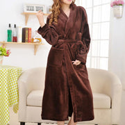 Women's long plush flannel bathrobe, view 8 - MRSLM