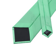 mint green silk tie with handkerchief and cufflinks, view 5 - MRSLM