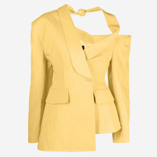 oblique shoulder women's blazer, view 3 - MRSLM