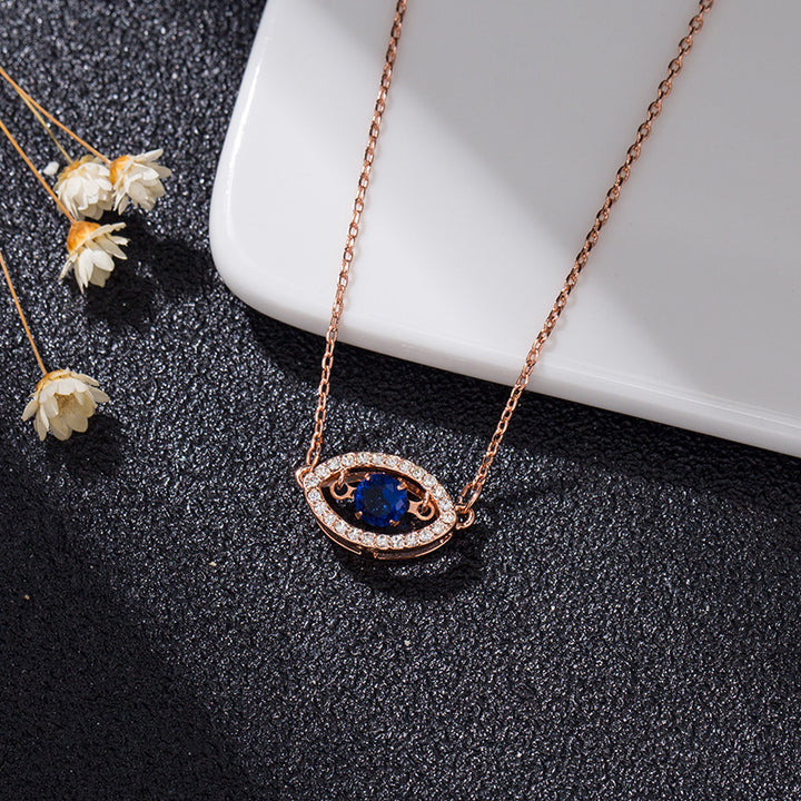 Lucky Blue Eyes Tear Rose Gold Necklace