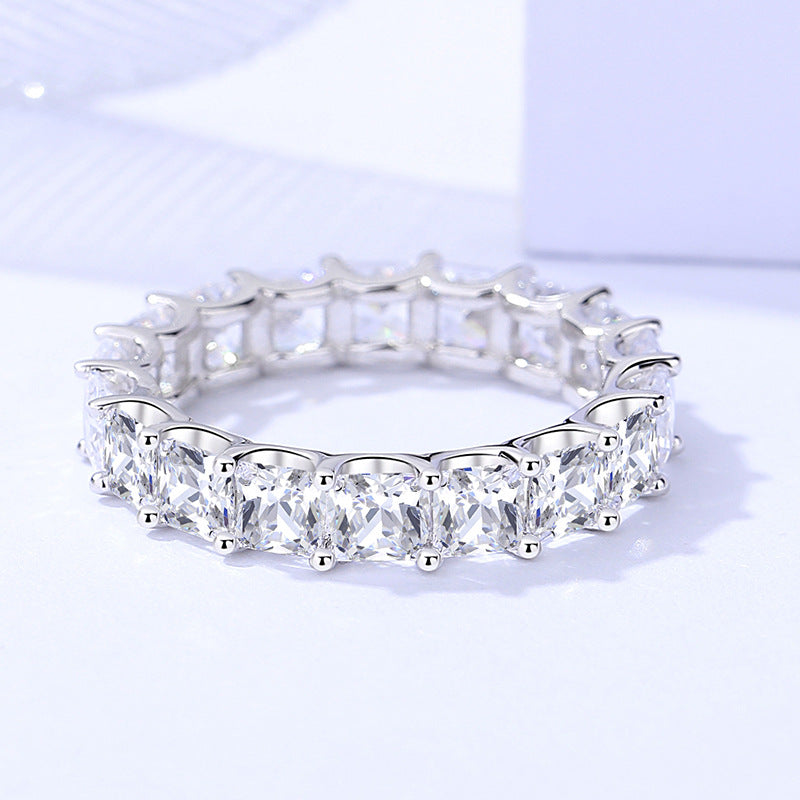 women's square row stone ring, view 5 - MRSLM