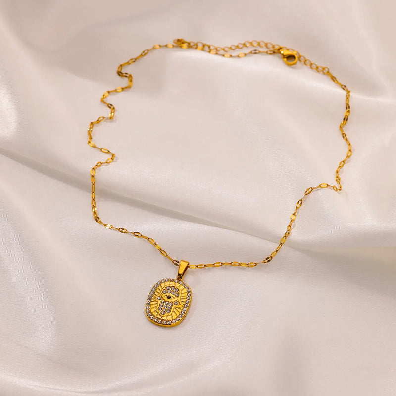 hand of fatima evil eye necklace, view 5 - MRSLM