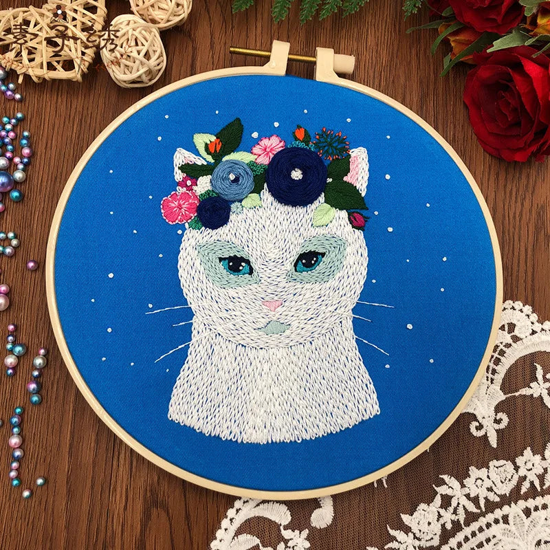 diy cat embroidery starter kit, view 3 - MRSLM