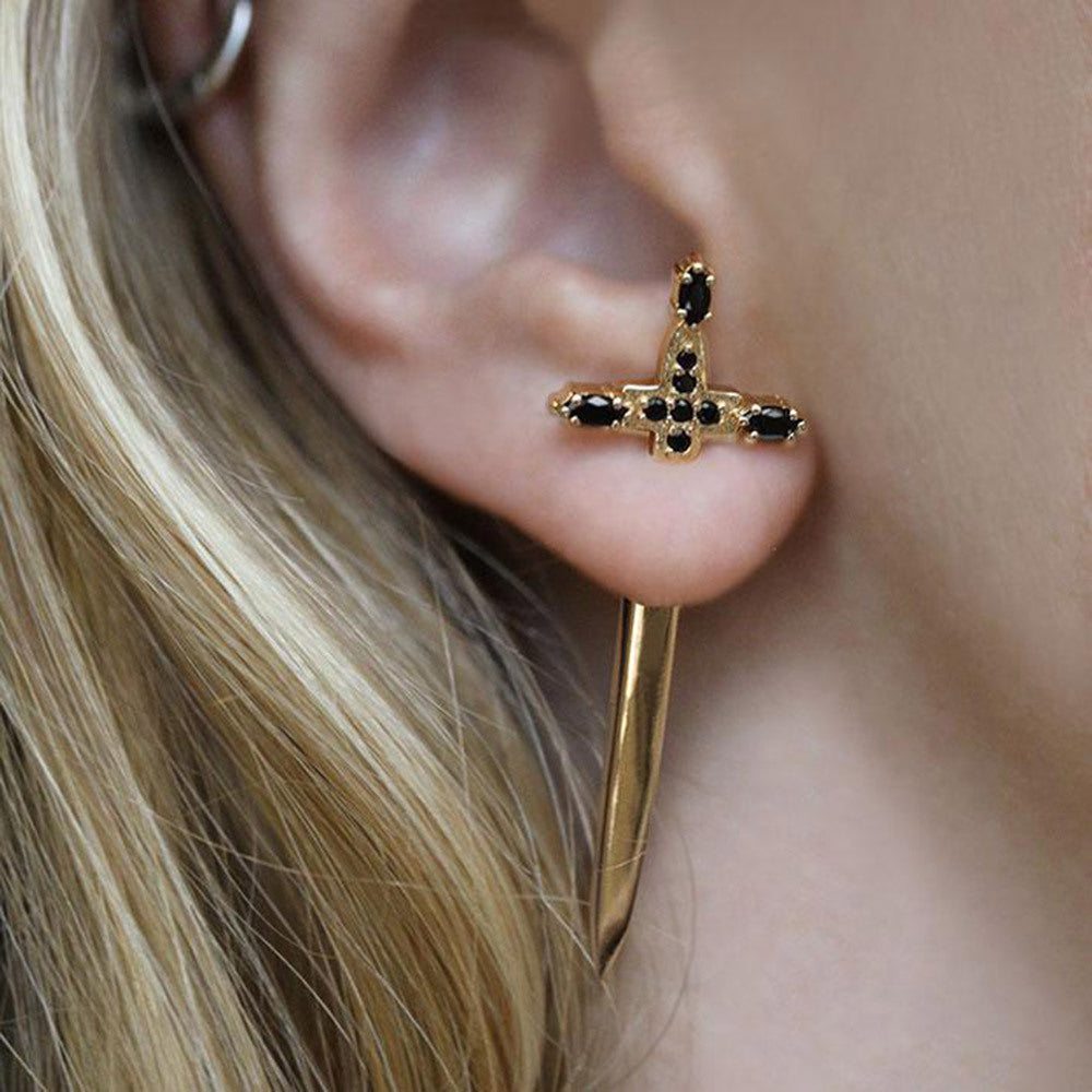 S925 Silver Cross Sword Eardrop