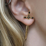 s925 silver cross sword drop earrings - MRSLM