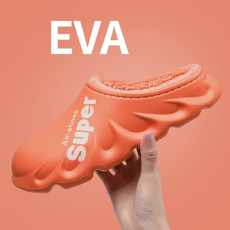 Home Slippers EVA Waterproof Warm Plush Indoor Shoes Couple Shoes